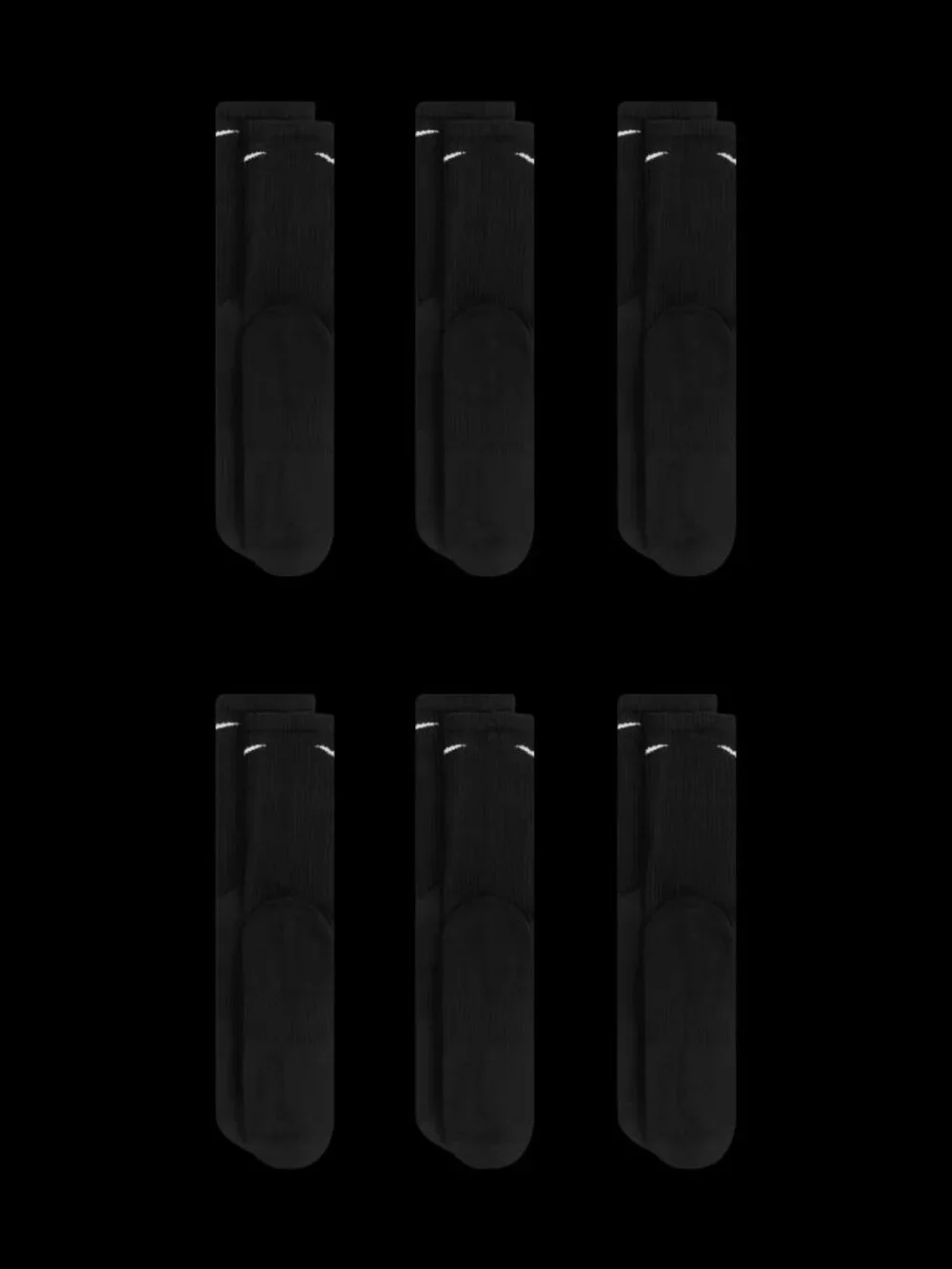 Nike Everyday Plus Cushion Crew Socks 6 Pack Black Dri-FIT Men's Size 6-8 New